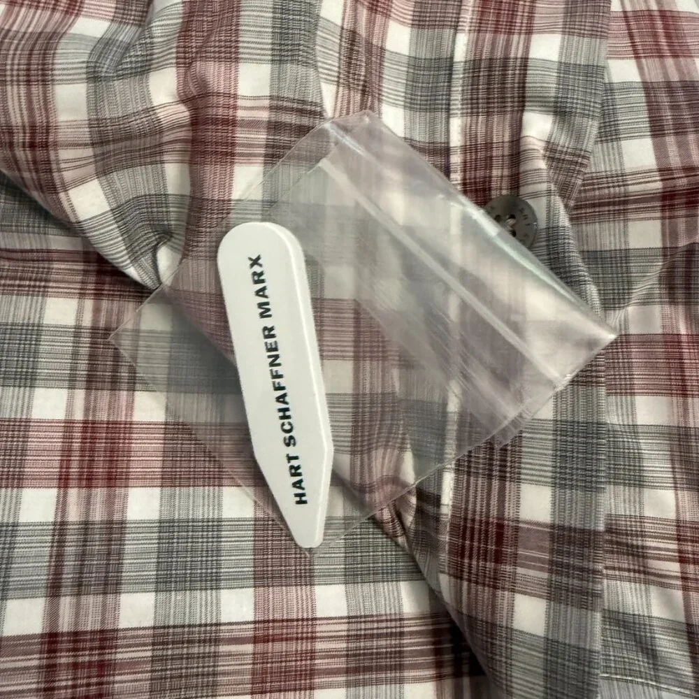 Hart Schaffner Marx Red & Gray Plaid Short Sleeve Button-Up Shirt - XL (New with